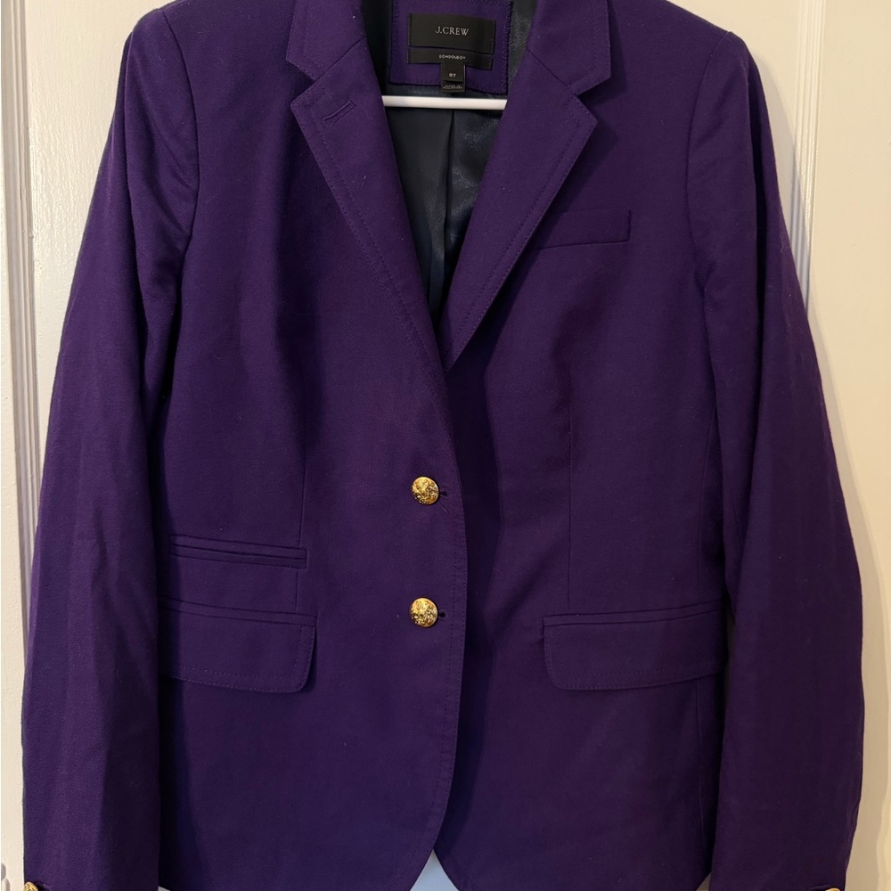 J.Crew Purple Schoolboy Wool Blazer Gold Buttons. Preppy Tailored Jacket-Size 8T
